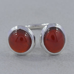 925 Silver Hessonite Adjustable Ring