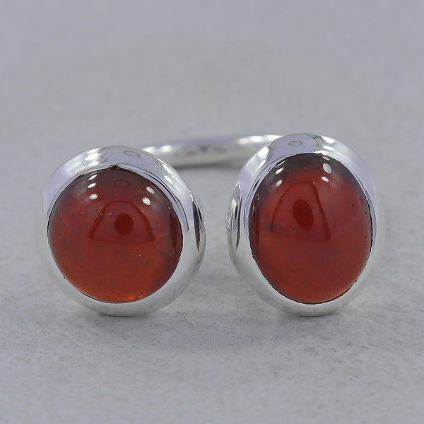 925 Silver Hessonite Adjustable Ring
