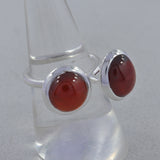 925 Sterling Silver Hessonite Adjustable Ring