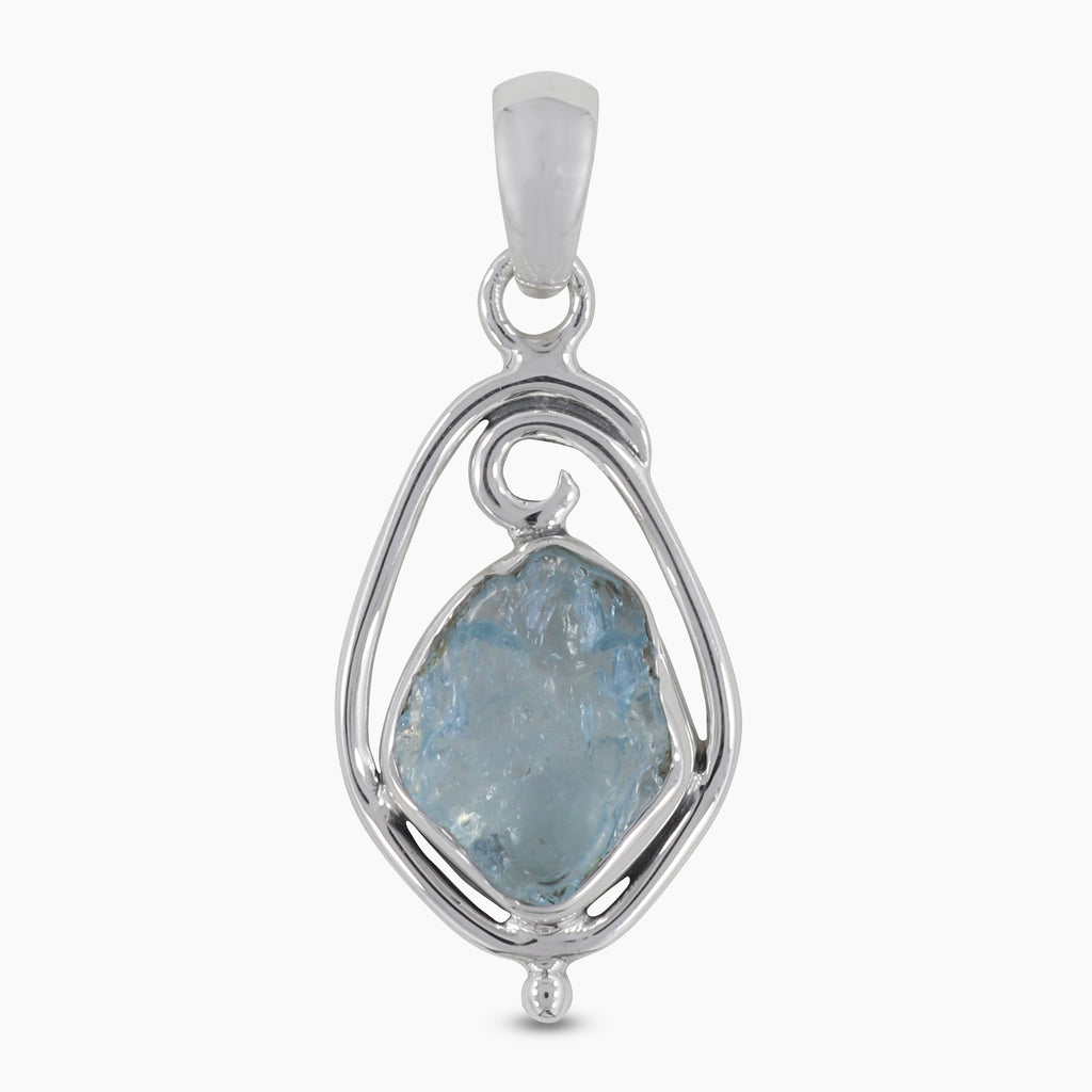 925 Sterling Silver Raw Aquamarine Pendants