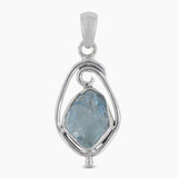 925 Sterling Silver Raw Aquamarine Pendants