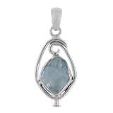 925 Sterling Silver Raw Aquamarine Pendant