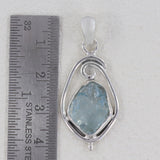 925 Sterling Silver Raw Aquamarine Pendant