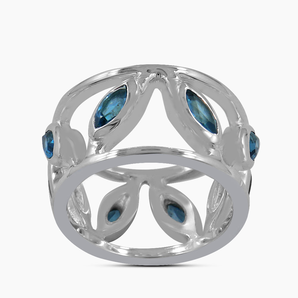 925 Silver Blue Topaz Band Rings