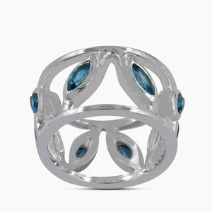 925 Silver Blue Topaz Band Rings
