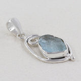 925 Sterling Silver Raw Aquamarine Pendant