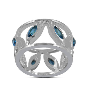 925 Silver Blue Topaz Band Ring