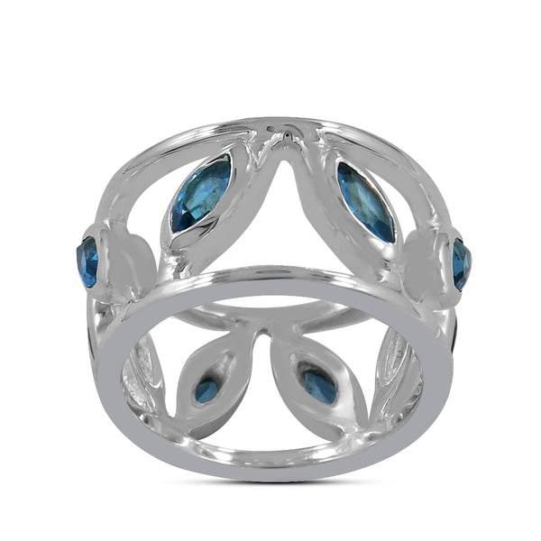 925 Silver Blue Topaz Band Ring