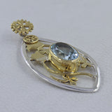 Blue Topaz Dual Tone 925 Sterling Silver Pendant