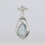 925 Sterling Silver Raw Aquamarine Pendant