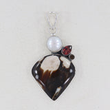 Peanut Wood Jasper With Multi stone Silver Pendant