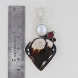 Peanut Wood Jasper With Multi stone Silver Pendant