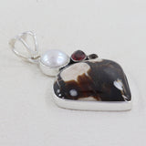 Peanut Wood Jasper With Multi stone Silver Pendant