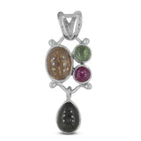 925 Sterling Silver Multi Tourmaline Pendant