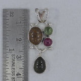 925 Sterling Silver Multi Tourmaline Pendant