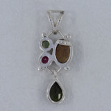 925 Sterling Silver Multi Tourmaline Pendant