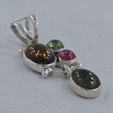 925 Sterling Silver Multi Tourmaline Pendant