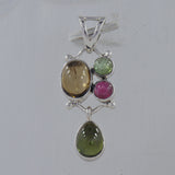 925 Sterling Silver Multi Tourmaline Pendant