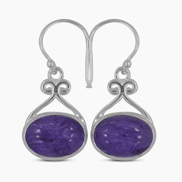 Charoite Silver Earrings