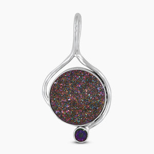 925 Sterling Silver Titanium Druzy Pendants