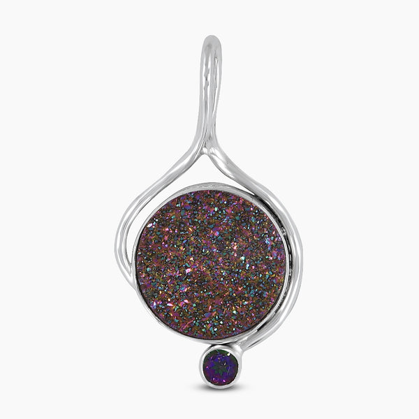 925 Sterling Silver Titanium Druzy Pendants