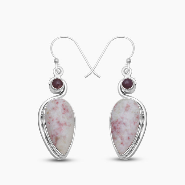 Thulite Silver Earrings