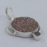 925 Sterling Silver Titanium Druzy Pendant