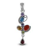 925 Sterling Silver Multi Gemstone Pendant