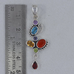 925 Sterling Silver Multi Gemstone Pendants