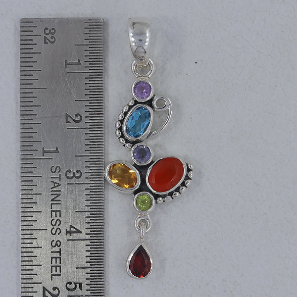 925 Sterling Silver Multi Gemstone Pendants