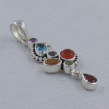 Multi Gemstone 925 Sterling Silver Pendant