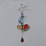 925 Sterling Silver Multi Gemstone Pendant