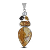 Brecciated mookaite, Pearl 925 Sterling Silver Pendant