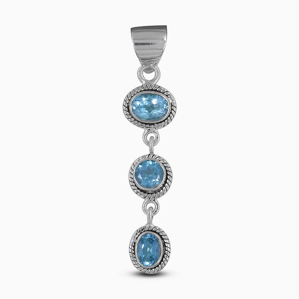 925 Sterling Silver Blue Topaz Pendants