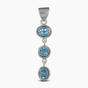 925 Sterling Silver Blue Topaz Pendants