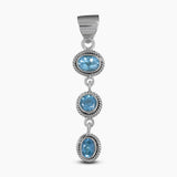 925 Sterling Silver Blue Topaz Pendants