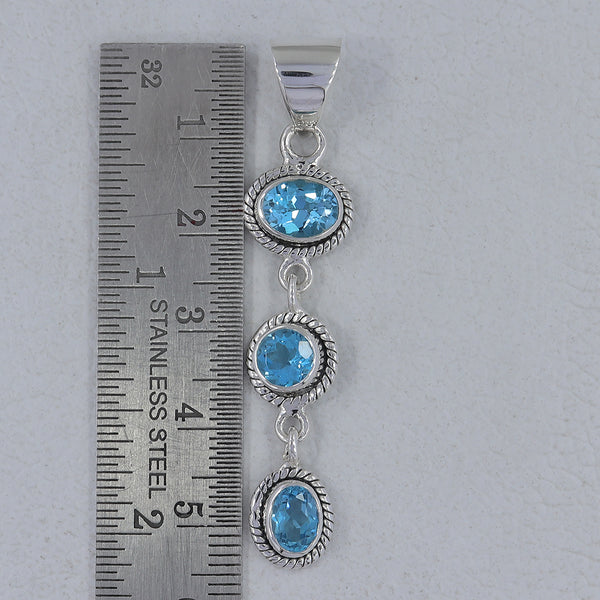 925 Sterling Silver Blue Topaz Pendant
