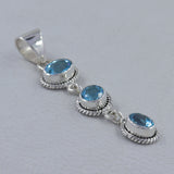 925 Sterling Silver Blue Topaz Pendant