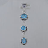 925 Sterling Silver Blue Topaz Pendant