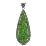 Green Copper Turquoise Silver Pendant