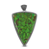 Green Copper Turquoise Silver Pendant