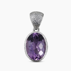 Natural Amethyst Silver Pendants