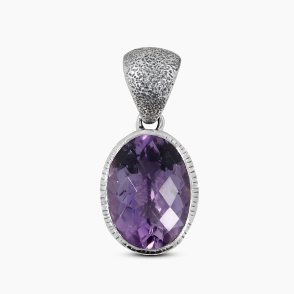 Natural Amethyst Silver Pendants