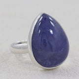 Natural Tanzanite Cabochon Silver Rings