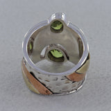 Peridot Gemstone Sterling Silver Dual Tone Ring