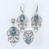 Aquamarine Gemstone 925 Sterling Silver Pendant Set