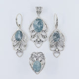 Aquamarine Gemstone 925 Sterling Silver Pendant Set