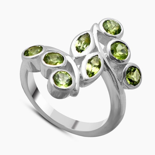 Natural Peridot Silver Rings