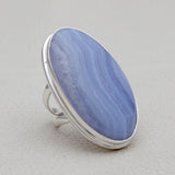 Blue Lace Agate Silver Ring