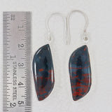 Natural Bloodstone Silver Earrings